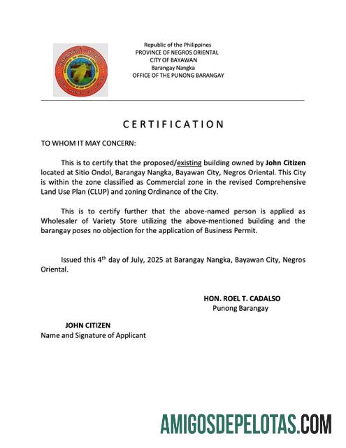 Certificação de existência realista das Filipinas modelo Word e PDF